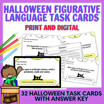 Preview of Halloween Figurative Language Task Cards