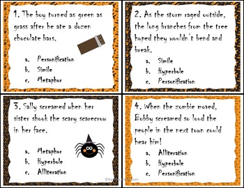 Halloween Figurative Language Task Cards Activity - ID & Explain ...