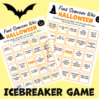 Preview of Halloween Find Someone bingo Who Game Activity Icebreaker 5th 6th 7th 4th middle