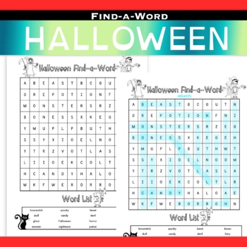 Preview of Halloween Find-a-Word Spooky Word Search Holiday Themed