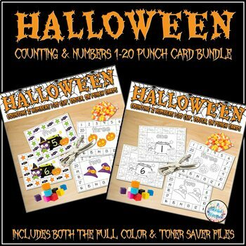 Preview of Halloween Fine Motor Counting & Numbers Activity October Math Centers {bundle}