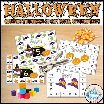 Preview of Halloween Fine Motor Counting & Numbers Activity October Math Centers {color}