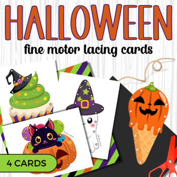 Preview of Halloween Fine Motor Lacing Cards