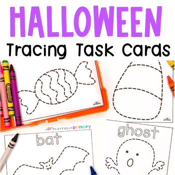 Preview of Halloween Fine Motor Task Boxes, Halloween Tracing Picture Cards, Pre-writing