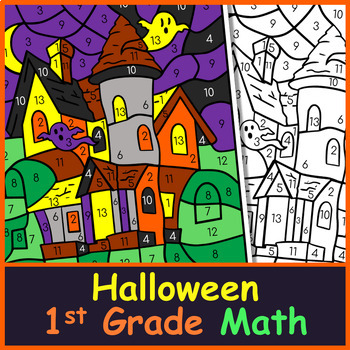 Preview of Halloween First Grade Math Color by Code