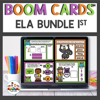 Preview of Halloween First Grade October ELA Boom Cards™ Digital Activities
