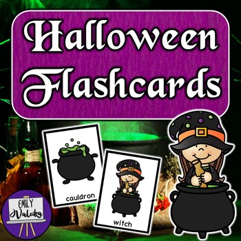 Preview of Halloween Flash Cards - Halloween Vocab for ESL, Speech and Special Education