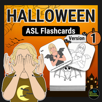Preview of Halloween Flashcards Part 1 ESL Sign Language and English Visual Vocabulary