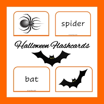 Preview of Halloween Flashcards - Spooky Vocabulary Made Fun! (2 per page)