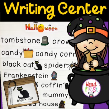 Preview of Halloween Vocabulary Words Picture Cards for Writing Center Write the Room ESL