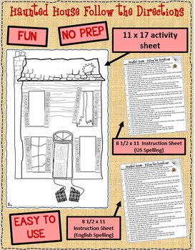 Preview of Halloween Follow the Directions - Haunted House Activity