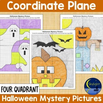 Preview of Halloween Four Quadrant Coordinate Plane Graphing Pictures