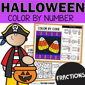 Preview of Halloween Fraction Color by Number - Fast Finisher Worksheets Counting Busy Work