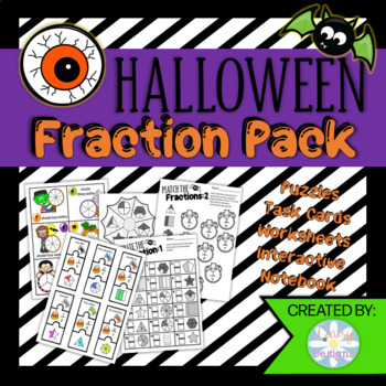 Preview of Halloween Fraction Pack - Printables, Interactive Notebook, Games