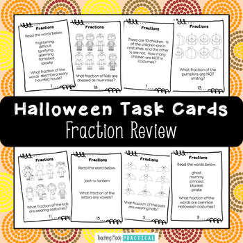 Preview of Halloween Fractions Activity / Review - Fun Task Cards for Halloween Scoot