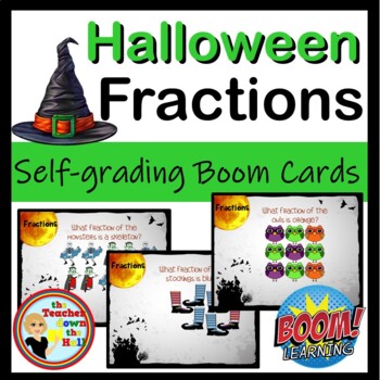 Preview of BOOM Halloween Fractions BOOM Cards Halloween Themed Fraction Activity