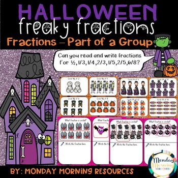 Preview of Halloween Fractions - Fractions as Part of a Group - 78 Activity Cards