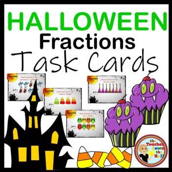 Preview of Halloween Fractions Task Cards w/ QR Codes