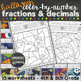 Halloween Fractions and Decimals Math Activity Color by Nu