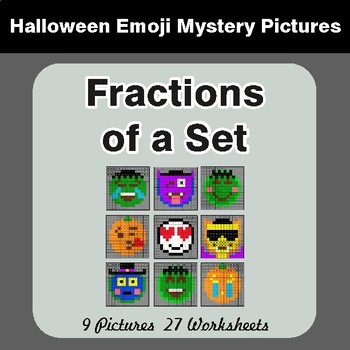 Halloween: Fractions of a Set - Color-By-Number Math Mystery Pictures