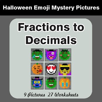 Halloween: Fractions to Decimals - Color-By-Number Math Mystery Pictures