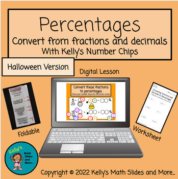 Preview of Halloween Fractions to Decimals to Percentages - Digital and Printable