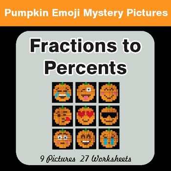 Halloween: Fractions to Percents - Color-By-Number Math Mystery Pictures