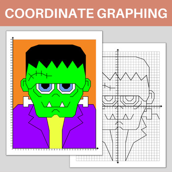 Preview of Halloween Frankenstein Coordinate Graphing Mystery Picture Autumn Math Activity
