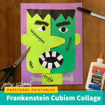 Preview of Halloween Frankenstein Craft, Collage, Art History, Picasso, Cubism, PDF, SVG