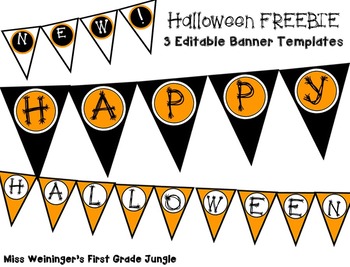 Preview of Halloween Freebie! - Editable Pennant Banners