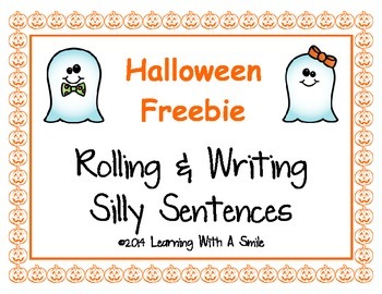 Preview of Halloween FREEBIE: Rolling & Writing Silly Sentences ~ Cute Literacy Center!