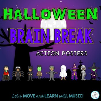 Preview of Halloween Movement Cards for Freeze Dance, Brain Breaks, P. E. Exercise