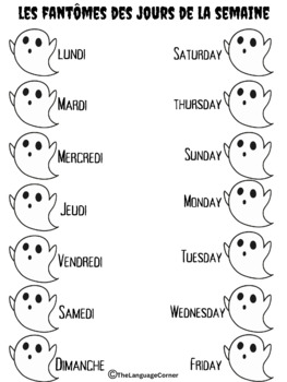 Halloween French Days of The Week Worksheet by Ms Ariannas Learning Corner