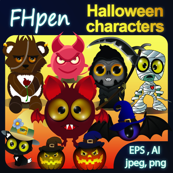 Preview of Halloween Friends EPS/AI and JPG/PNG file format
