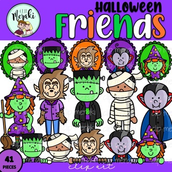 Halloween Friends Clip Art. Monsters Toppers. Monstruos. by Clip Meraki