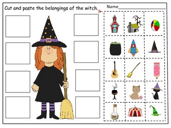 Halloween Fun Cut and Paste Activity Worksheets: by Kids' Learning Basket