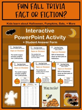 Preview of Halloween Fun Fall Trivia Fact or Fiction Interactive PowerPoint Activity