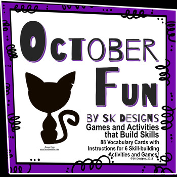 Preview of Halloween October SkillBuilding Activities Games with Vocabulary Flash Cards