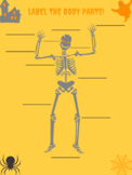 Halloween Fun - Label a Skeleton - Body Parts in Spanish a
