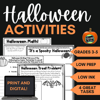 Preview of Halloween Activities including Halloween Math and Writing - Print and Digital
