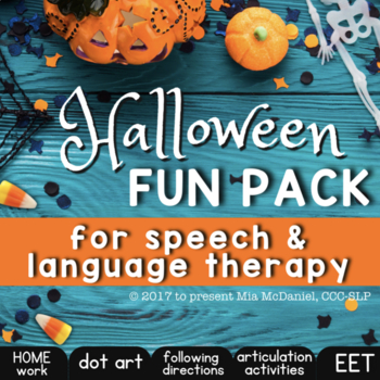 Preview of Halloween Fun Pack | NO PREP Speech Language Therapy Activities & Homework