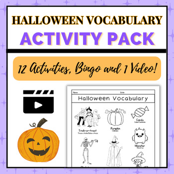 Preview of Halloween Fun Pack | Vocabulary Activities and Bingo  ESL Video Included No Prep
