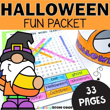 Preview of Halloween Fun Packet - Word Search, Color by Number Worksheets Busy Work