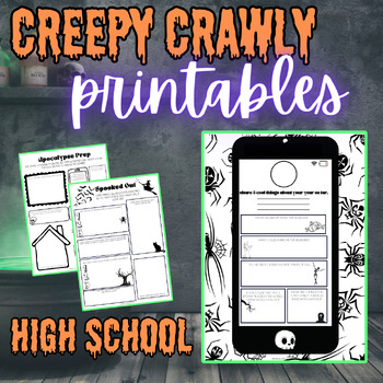 Preview of Halloween Fun Printable Activity High School Games, BINGO, Word Search & More