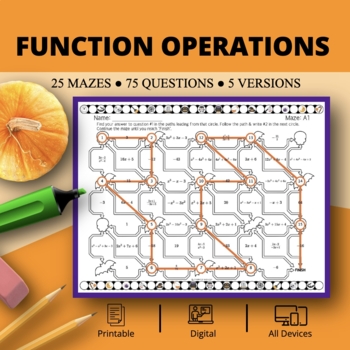 Preview of Halloween: Function Operations Maze Activity
