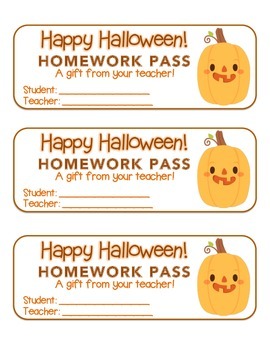 Preview of Halloween Funny Pumpkin Homework Pass! Halloween Pumpkin FUN! (color)
