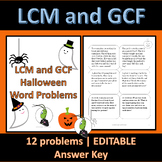 Halloween GCF and LCM Word Problems Editable