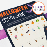 Halloween Game | Cryptogram | Fillable PDF