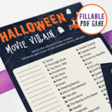 Halloween Game | Match the Movie Villain | Fillable PDF