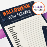Halloween Game | Word Scramble | Fillable PDF